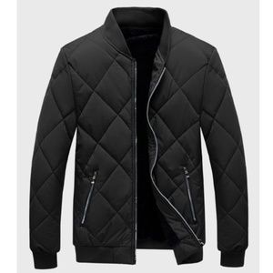 Men Black zipper pocket bomber jacket coat quilted
